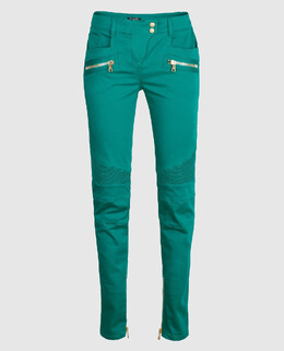 Balmain: Зелені брюки 