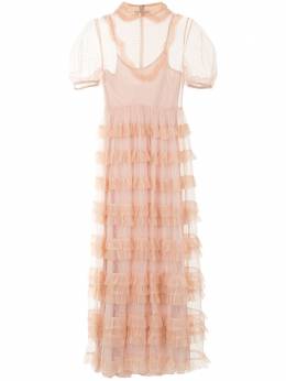 Red Valentino: Платье с оборками 