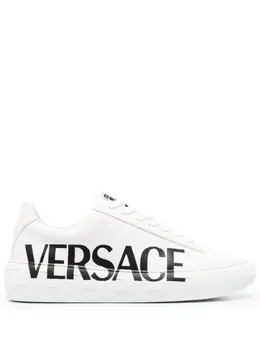 Versace: Белые кроссовки  Greca