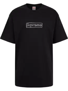 Supreme: Чёрная футболка  Kaws Chalk