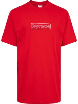 Supreme: Красная футболка  Kaws Chalk