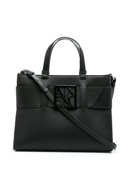 Armani Exchange: Чёрная сумка-шоппер 