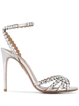 Aquazzura: Серебристые сандалии  Tequila