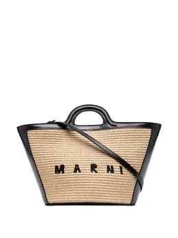 Marni: Бежевая сумка-шоппер  Tropicalia