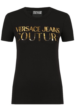 VERSACE JEANS COUTURE: Чёрная футболка 