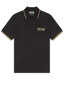 VERSACE JEANS COUTURE: Чёрное поло 