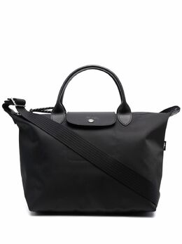 Longchamp: Чёрная сумка-шоппер  Le Pliage