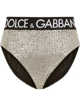 Dolce & Gabbana: Серебристые трусы  Crystal