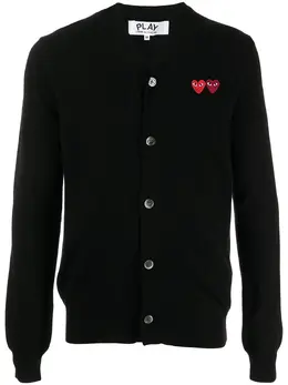 Comme Des Garçons Play: Чёрный кардиган  Double Heart