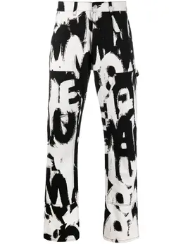 Alexander McQueen: Джинсы  Graffiti с принтом