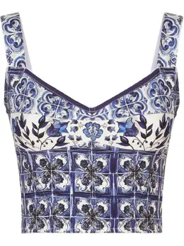 Dolce & Gabbana: Корсет  Majolica с принтом