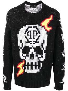 Philipp Plein: Трикотажный свитер  Skull