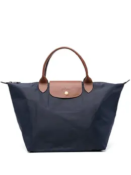 Longchamp: Синяя сумка-шоппер  Le Pliage