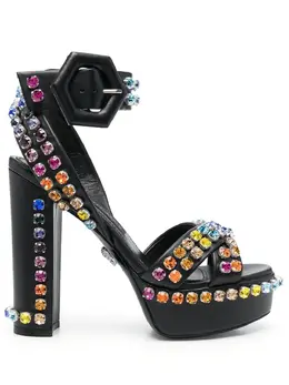 Philipp Plein: Чёрные сандалии  Crystal