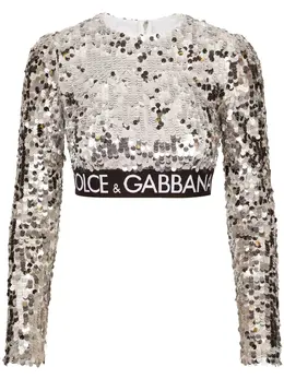 Dolce & Gabbana: Топ с блёстками 