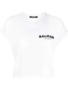 Balmain: Футболка с блёстками 