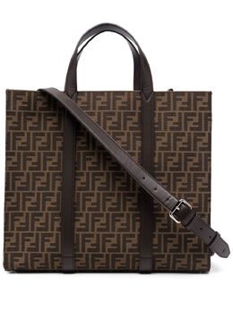 Fendi: Коричневая сумка-шоппер  FF