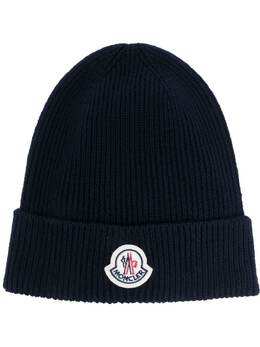 Moncler: Синяя шапка 