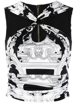 Versace: Серебристый топ  Baroque