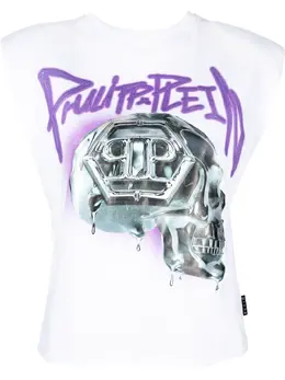 Philipp Plein: Майка  Skull с принтом