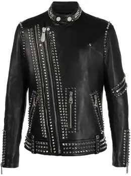 Philipp Plein: Кожаная куртка  Rockstud