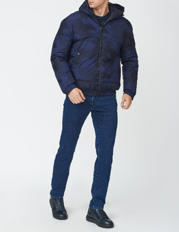 EMPORIO ARMANI: Синий пуховик 
