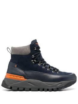 Santoni: Синие ботинки 