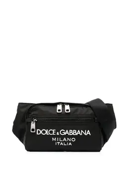 Dolce & Gabbana: Чёрная поясная сумка 