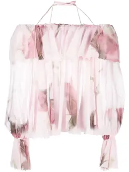Blumarine: Блуза с растительным принтом 