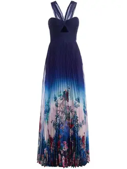 Marchesa Notte: Платье с растительным принтом 
