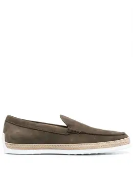 Tod's: Мокасины цвета хаки 