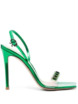 Gianvito Rossi: Зелёные сандалии  Ribbon