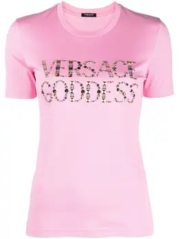 Versace: Розовая футболка 