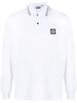 Stone Island: Белое поло  Compass