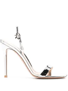 Gianvito Rossi: Серебристые сандалии  Ribbon