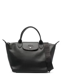 Longchamp: Чёрная сумка-шоппер  Le Pliage