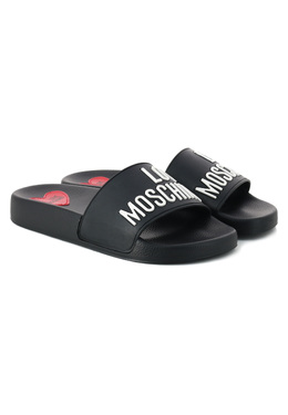 MOSCHINO Love: Чёрные шлёпанцы 