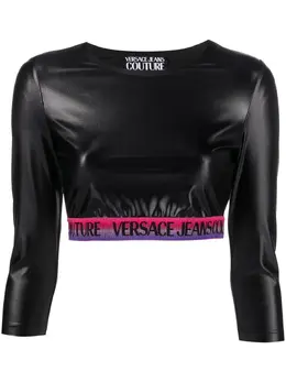 Versace Jeans Couture: Чёрный топ 