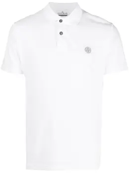 Stone Island: Белое поло  Compass