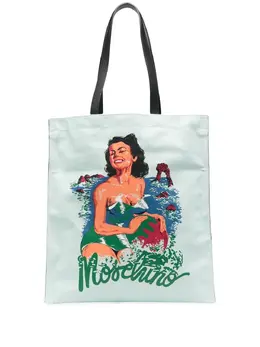 Moschino: Сумка-шоппер с принтом 