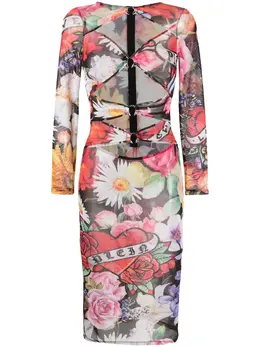 Philipp Plein: Платье  Flowers с цветочным принтом