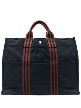 Hermès: Синяя сумка-шоппер 