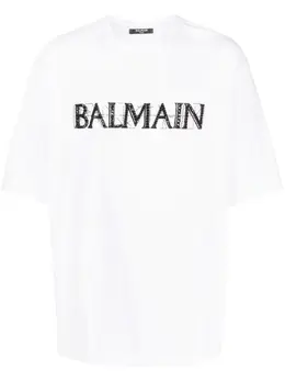 Balmain: Футболка со стразами 