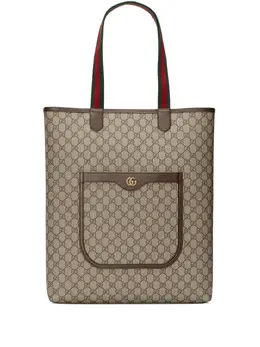 Gucci: Коричневая сумка-шоппер  Ophidia