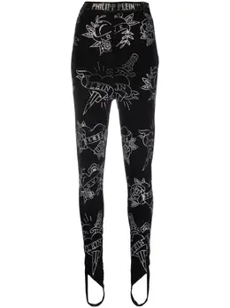 Philipp Plein: Легинсы  Love с принтом