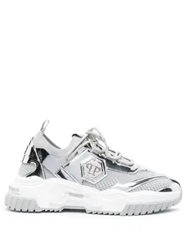 Philipp Plein: Серебристые кроссовки  Predator