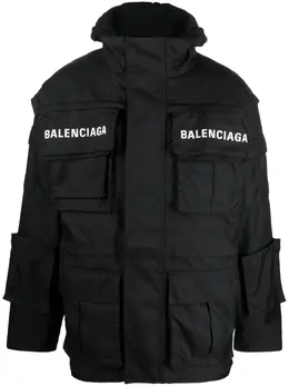 Balenciaga: Пуховик с принтом 
