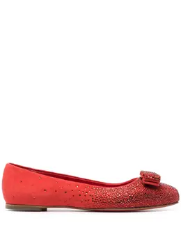 Ferragamo: Красные балетки  Vara Bow