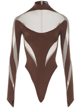 Mugler: Коричневый боди 