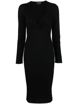 TOM FORD: Платье с v-образным вырезом 